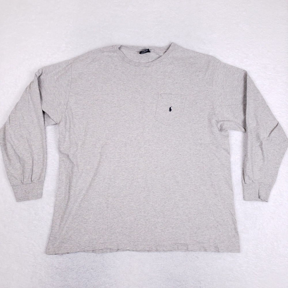 Polo Ralph Lauren Long Sleeve Pocket T-Shirt Men XL Grey 90s Y2K Streetwear Gorp